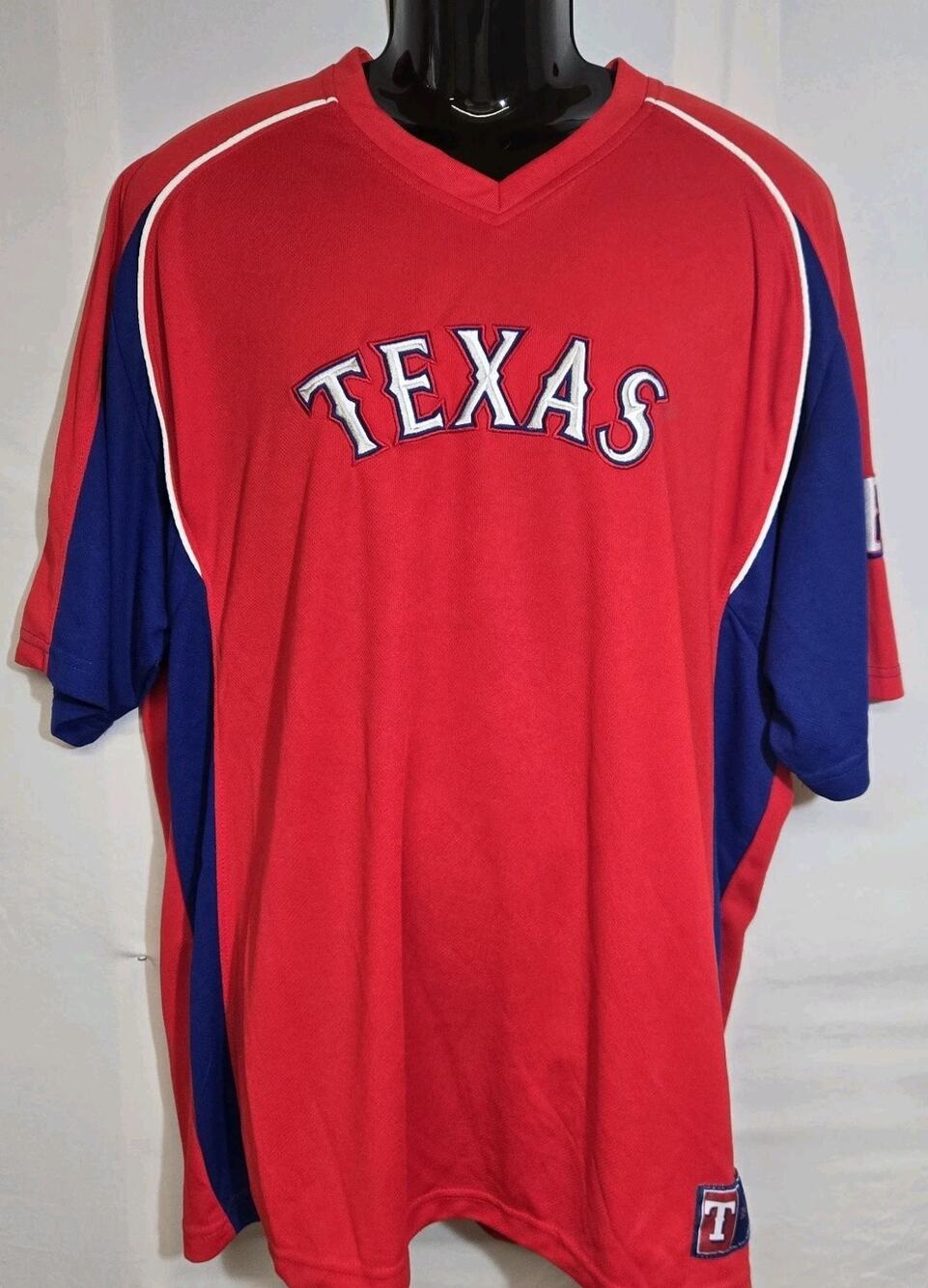 Majestic Texas Rangers MLB Baseball Jersey Red Blue Embroidered Men's Size 2XL